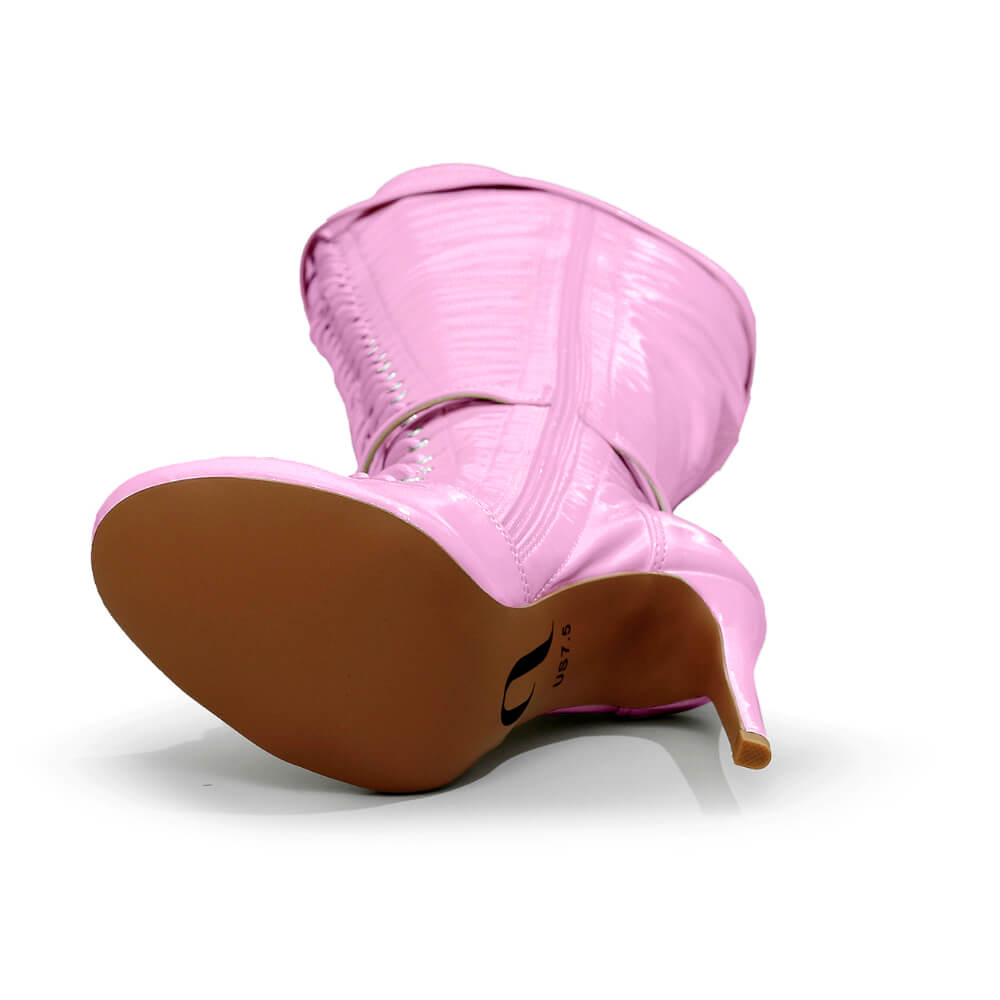 Omani Size Inclusive - Pink Vegan Patent - Street Sole - Thigh Variant Six