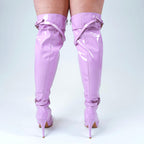 Omani Size Inclusive - Pink Vegan Patent - Street Sole - Thigh Variant Four