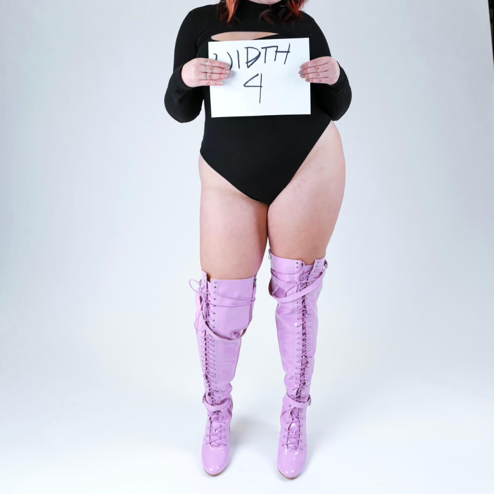 Omani Size Inclusive - Pink Vegan Patent - Street Sole - Thigh Variant Four