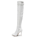 Omani Size Inclusive - White Vegan Patent - Street Sole - Thigh Variant Zero