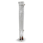 Omani Size Inclusive - White Vegan Patent - Street Sole - Thigh Variant One