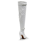 Omani Size Inclusive - White Vegan Patent - Street Sole - Thigh Variant Three