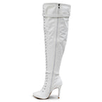 Omani Size Inclusive - White Vegan Patent - Street Sole - Thigh Variant Four