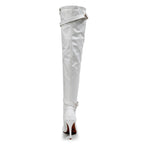 Omani Size Inclusive - White Vegan Patent - Street Sole - Thigh Variant Four