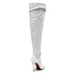 Omani Size Inclusive - White Vegan Patent - Street Sole - Thigh Variant Four