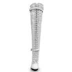 Omani Size Inclusive - White Vegan Patent - Street Sole - Thigh Variant Five