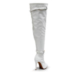 Omani Size Inclusive - White Vegan Patent - Street Sole - Thigh Variant Five