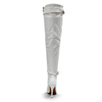 Omani Size Inclusive - White Vegan Patent - Street Sole - Thigh Variant Six