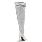 Omani Size Inclusive - White Vegan Patent - Street Sole - Thigh Variant Six