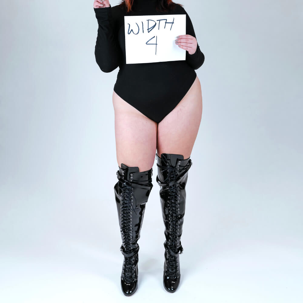 Omani Size Inclusive - Black Vegan Patent - Street Sole - Thigh Variant Four