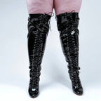 Omani Size Inclusive - Lavender Vegan Patent - Street Sole - Thigh Variant Six