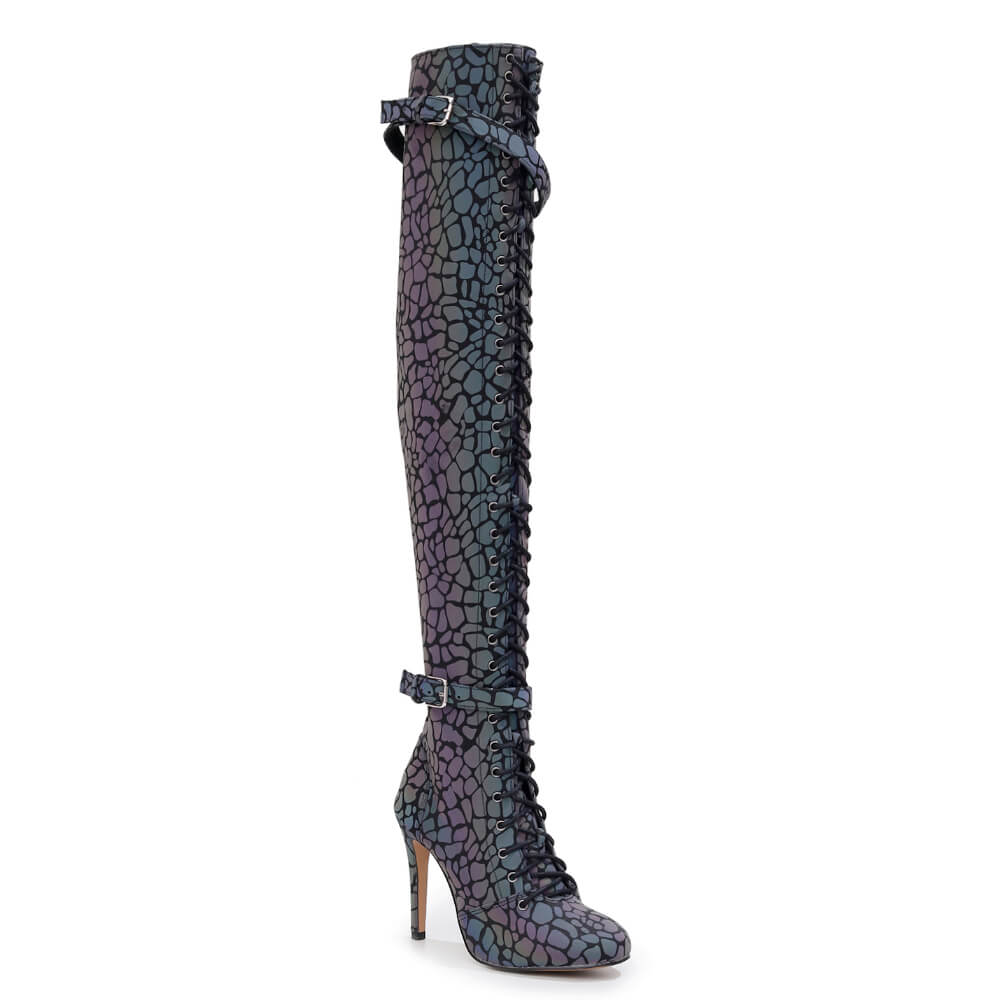 Omani Size Inclusive - Pattern - Rainbow Iridescent Reflective - Street Sole - Thigh Variant Zero