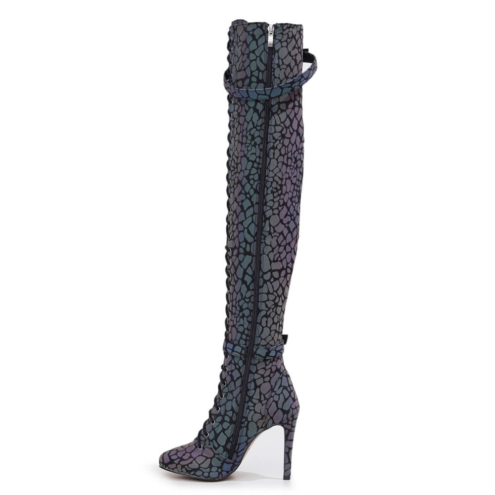 Omani Size Inclusive - Pattern - Rainbow Iridescent Reflective - Street Sole - Thigh Variant Zero