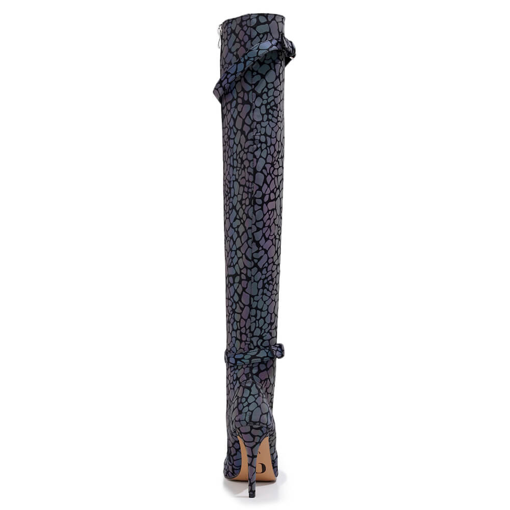 Omani Size Inclusive - Pattern - Rainbow Iridescent Reflective - Street Sole - Thigh Variant One