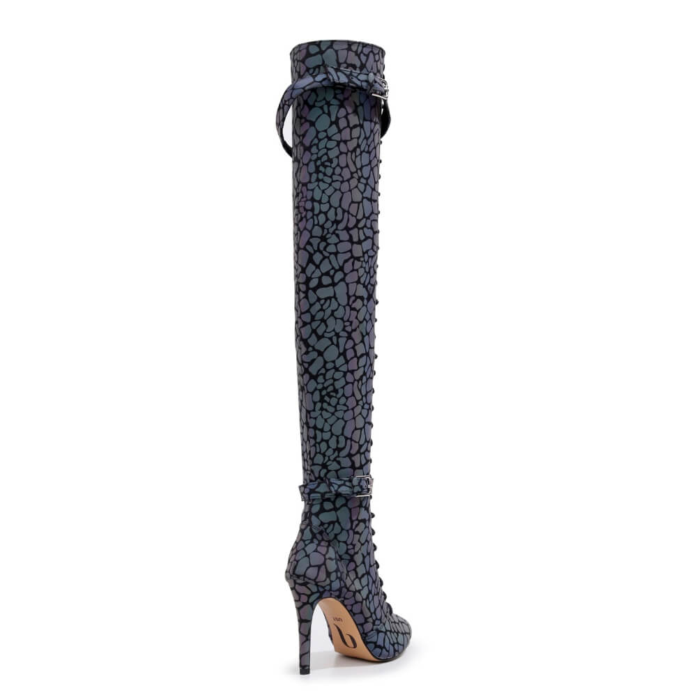 Omani Size Inclusive - Pattern - Rainbow Iridescent Reflective - Street Sole - Thigh Variant One