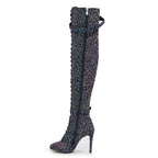 Omani Size Inclusive - Pattern - Rainbow Iridescent Reflective - Street Sole - Thigh Variant Two