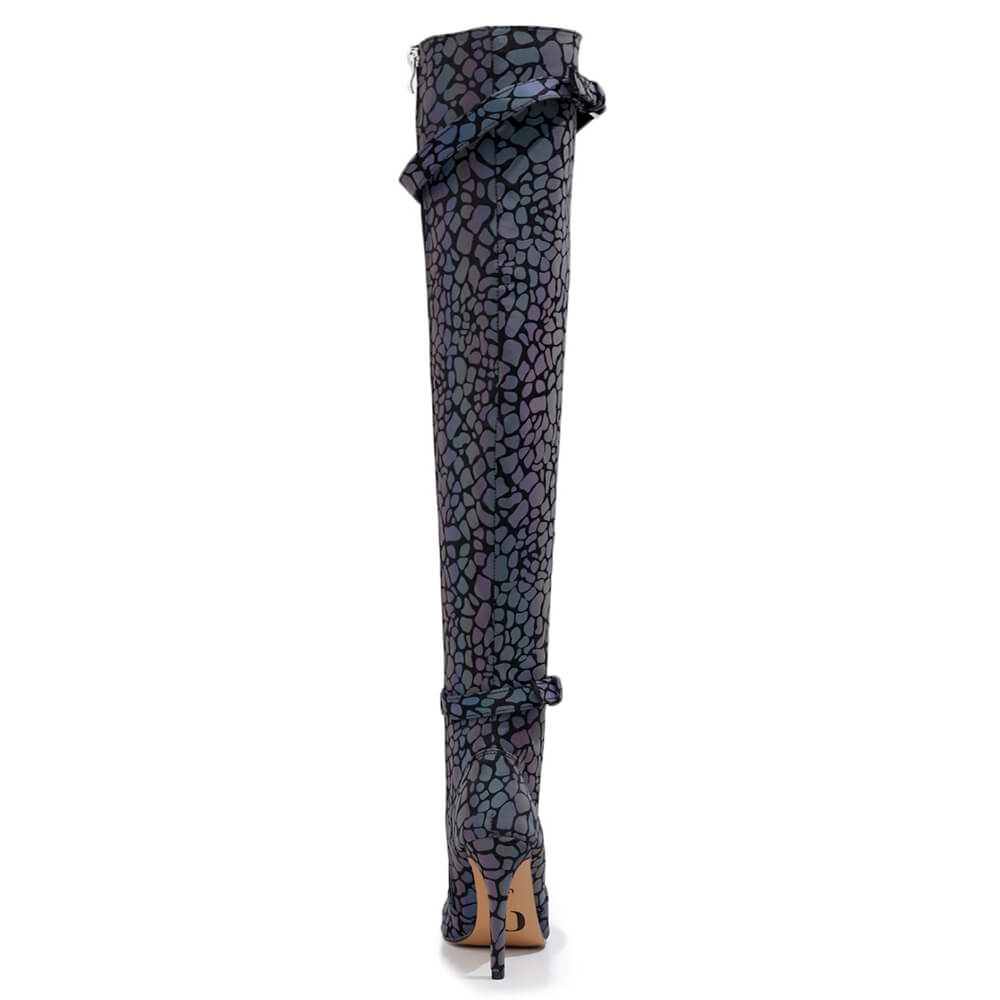Omani Size Inclusive - Pattern - Rainbow Iridescent Reflective - Street Sole - Thigh Variant Two