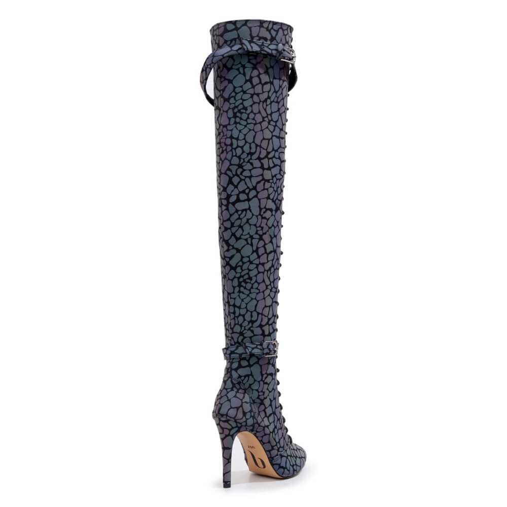Omani Size Inclusive - Pattern - Rainbow Iridescent Reflective - Street Sole - Thigh Variant Two