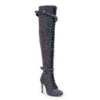 Omani Size Inclusive - Pattern - Rainbow Iridescent Reflective - Street Sole - Thigh Variant Three