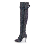 Omani Size Inclusive - Pattern - Rainbow Iridescent Reflective - Street Sole - Thigh Variant Three