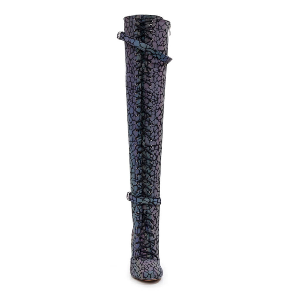 Omani Size Inclusive - Pattern - Rainbow Iridescent Reflective - Street Sole - Thigh Variant Three
