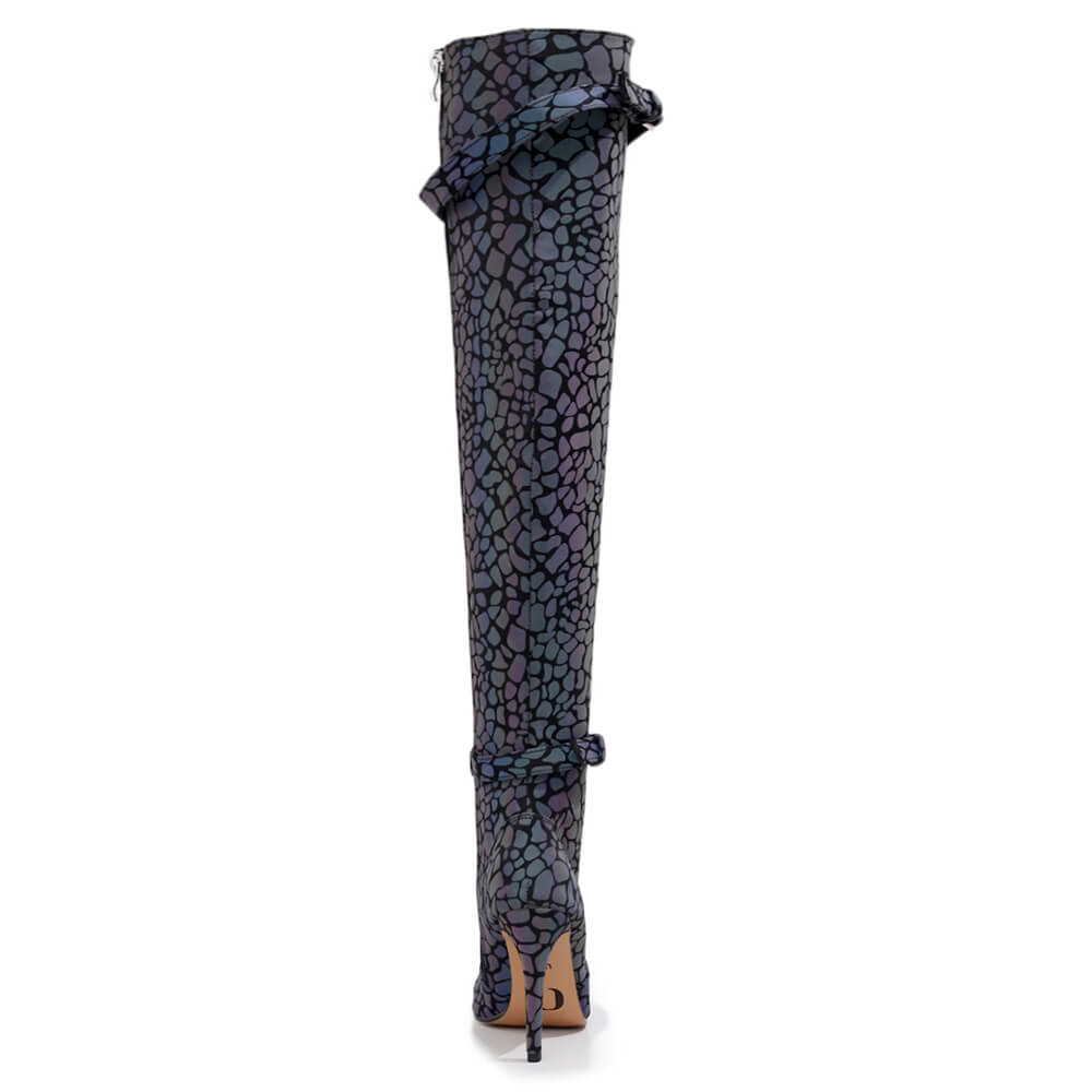 Omani Size Inclusive - Pattern - Rainbow Iridescent Reflective - Street Sole - Thigh Variant Three