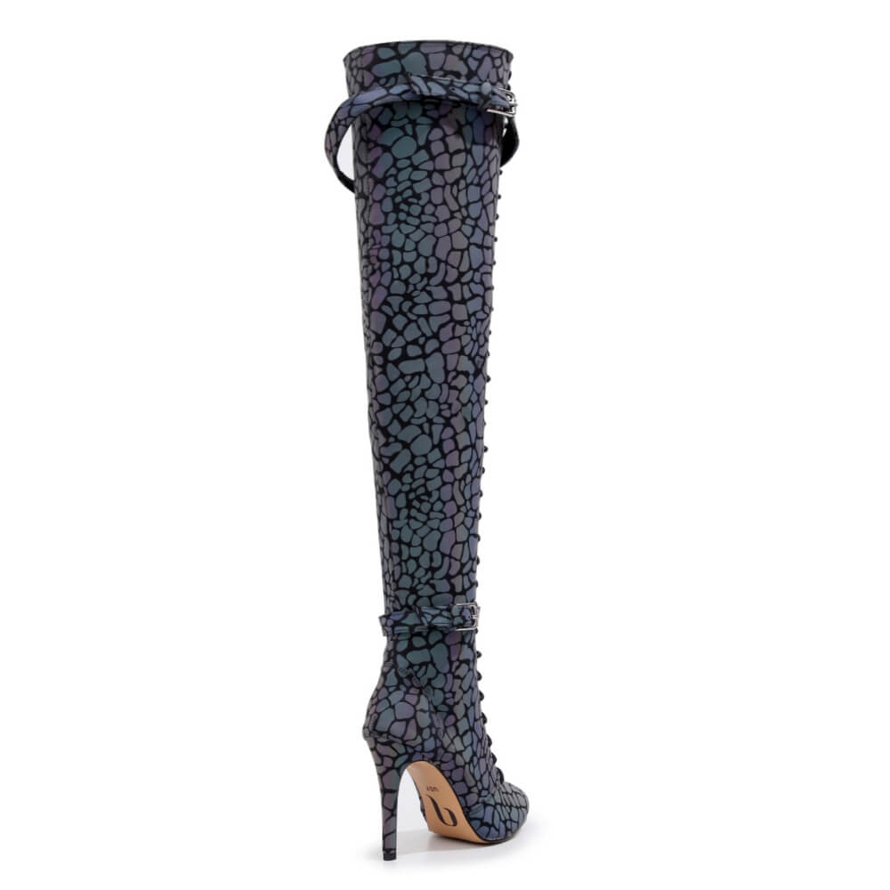 Omani Size Inclusive - Pattern - Rainbow Iridescent Reflective - Street Sole - Thigh Variant Three