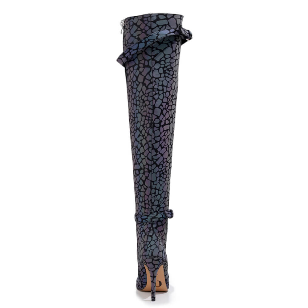 Omani Size Inclusive - Pattern - Rainbow Iridescent Reflective - Street Sole - Thigh Variant Four