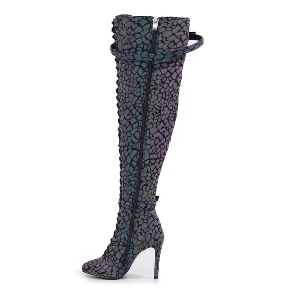 Omani Size Inclusive - Pattern - Rainbow Iridescent Reflective - Street Sole - Thigh Variant Five