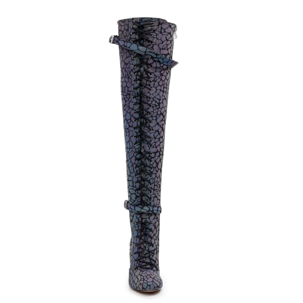 Omani Size Inclusive - Pattern - Rainbow Iridescent Reflective - Street Sole - Thigh Variant Five