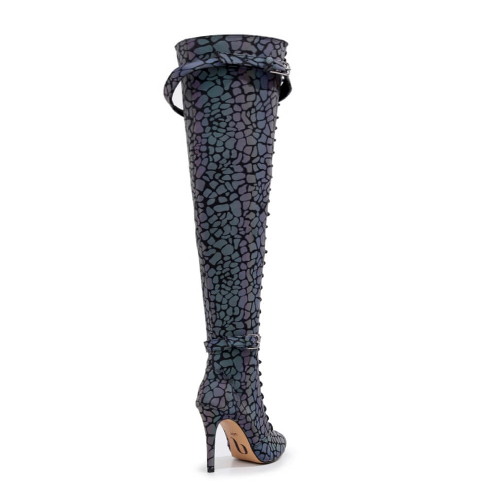 Omani Size Inclusive - Pattern - Rainbow Iridescent Reflective - Street Sole - Thigh Variant Five