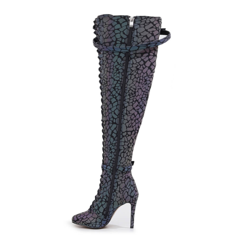 Omani Size Inclusive - Pattern - Rainbow Iridescent Reflective - Street Sole - Thigh Variant Six