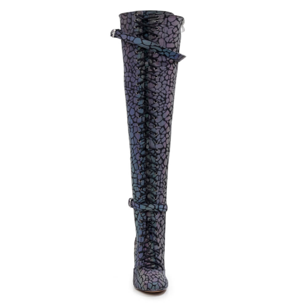 Omani Size Inclusive - Pattern - Rainbow Iridescent Reflective - Street Sole - Thigh Variant Six