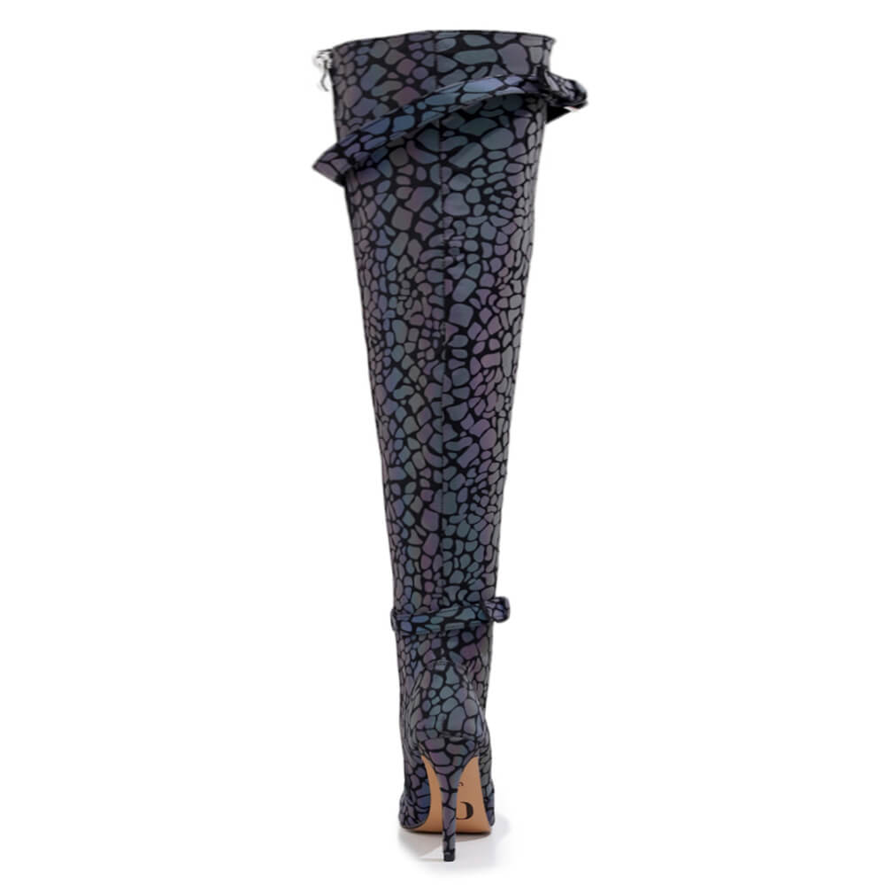 Omani Size Inclusive - Pattern - Rainbow Iridescent Reflective - Street Sole - Thigh Variant Six