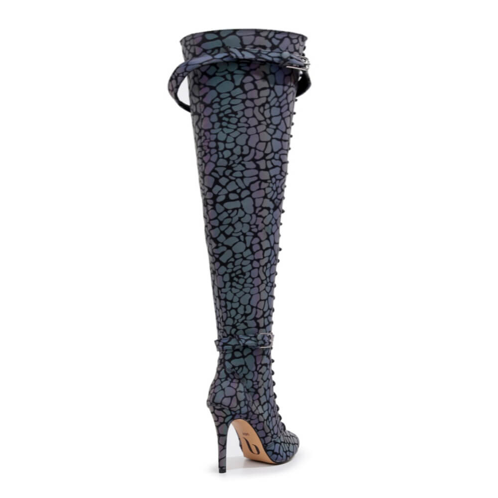 Omani Size Inclusive - Pattern - Rainbow Iridescent Reflective - Street Sole - Thigh Variant Six