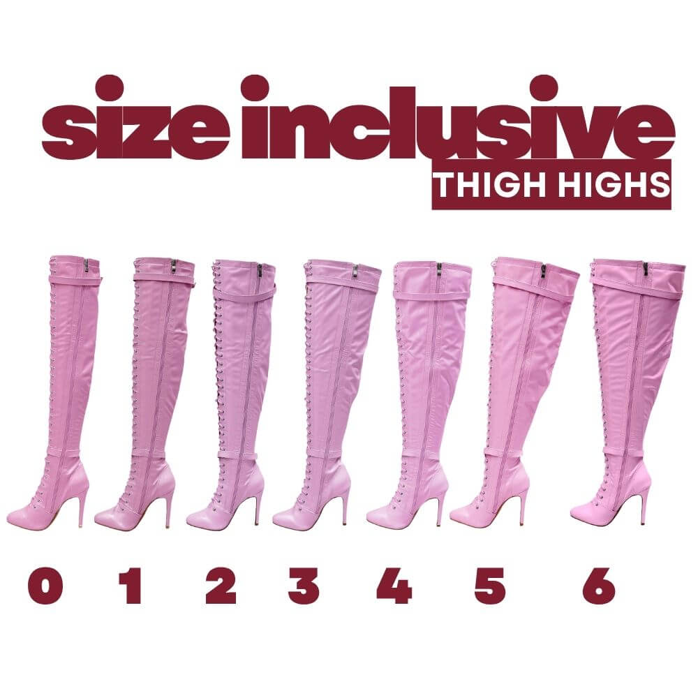 Omani Size Inclusive - Pink Vegan Patent - Street Sole - Thigh Variant Three