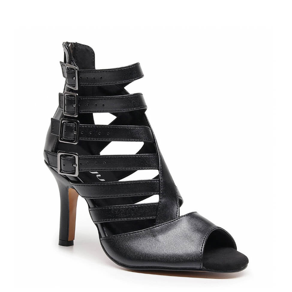 Rene Wide Fit - Black Vegan Leather - Suede Sole