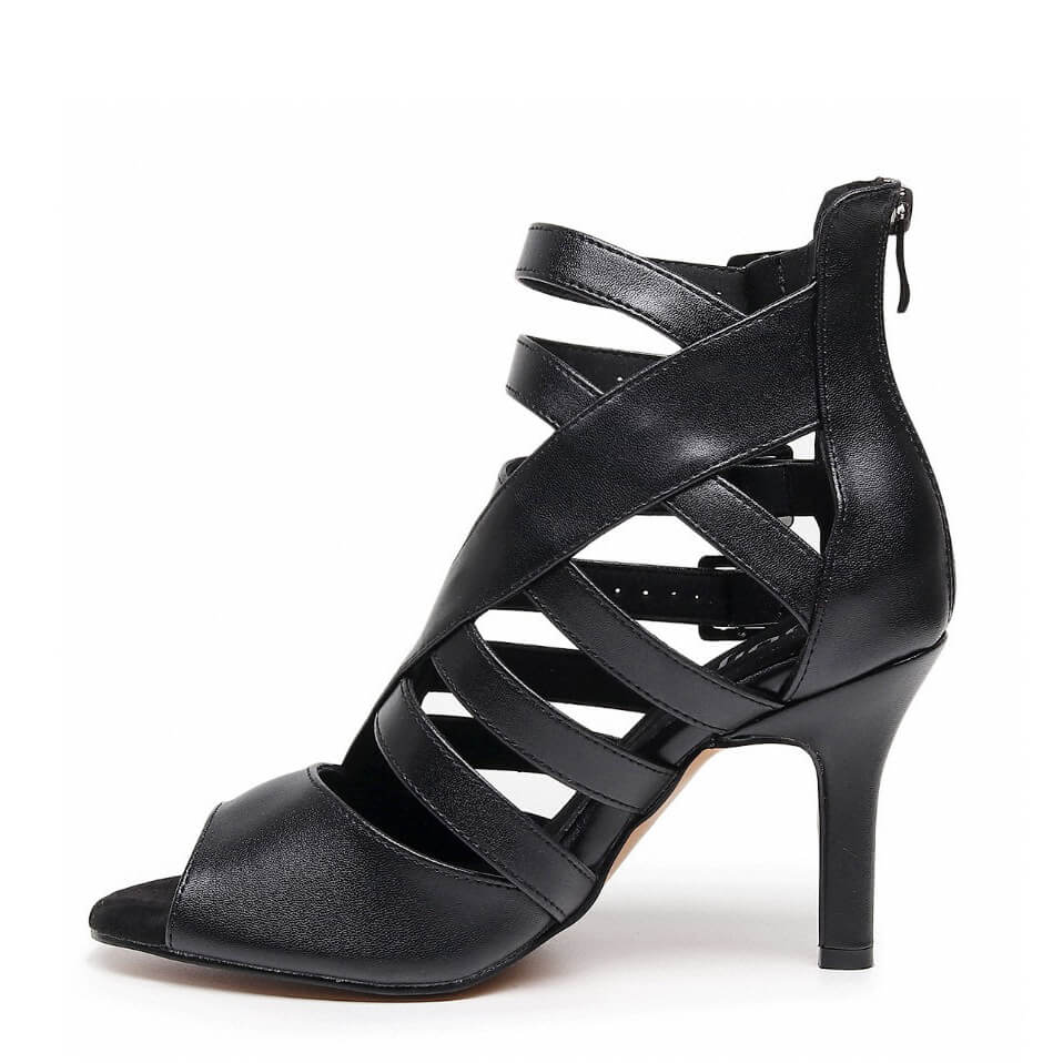 Rene Wide Fit - Black Vegan Leather - Suede Sole