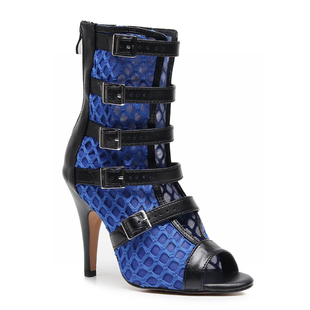 Riley - Black with Blue - Suede Sole - Dance Floor Only