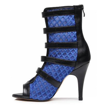 Riley - Black with Blue - Suede Sole - Dance Floor Only