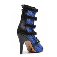 Riley - Black with Blue - Suede Sole - Dance Floor Only