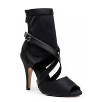 Sabeena - Black Lycra - Suede Sole - Dance Floor Only