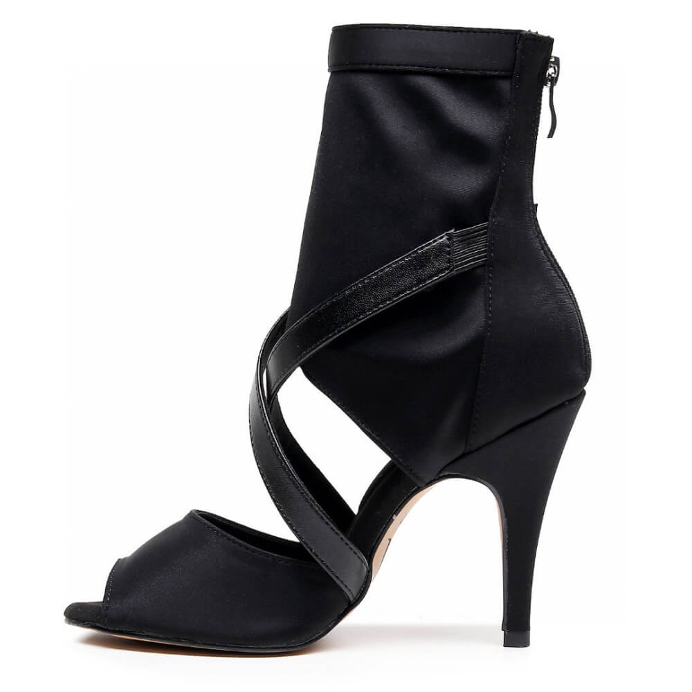 Sabeena - Black Lycra - Suede Sole - Dance Floor Only