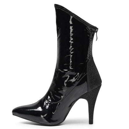 Savage Ankle - Black Vegan Wet Look - Rubber Sole