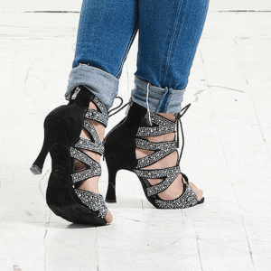 Selena - Black Crystal - Suede Sole