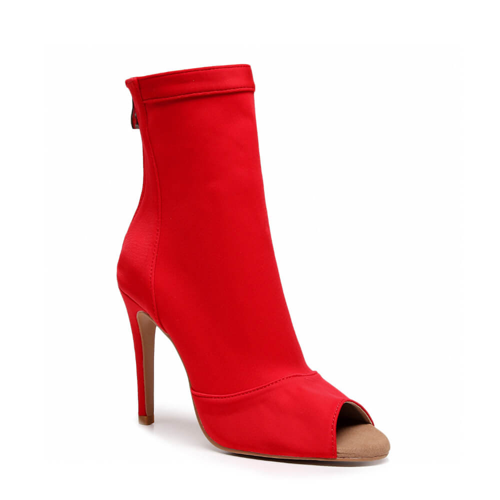 Shabina Red Lycra Street Sole 8 4.2 Stiletto Burju Shoes