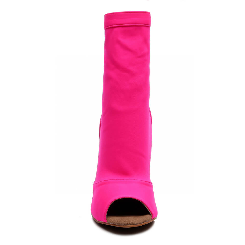 Shabina - Hot Pink Lycra - Suede Sole - Dance Floor Only