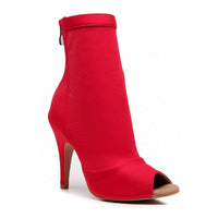 Shabina - Red Lycra - Suede Sole - Dance Floor Only