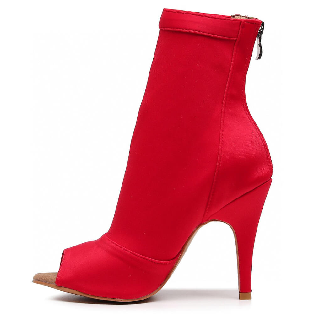 Shabina - Red Lycra - Suede Sole - Dance Floor Only