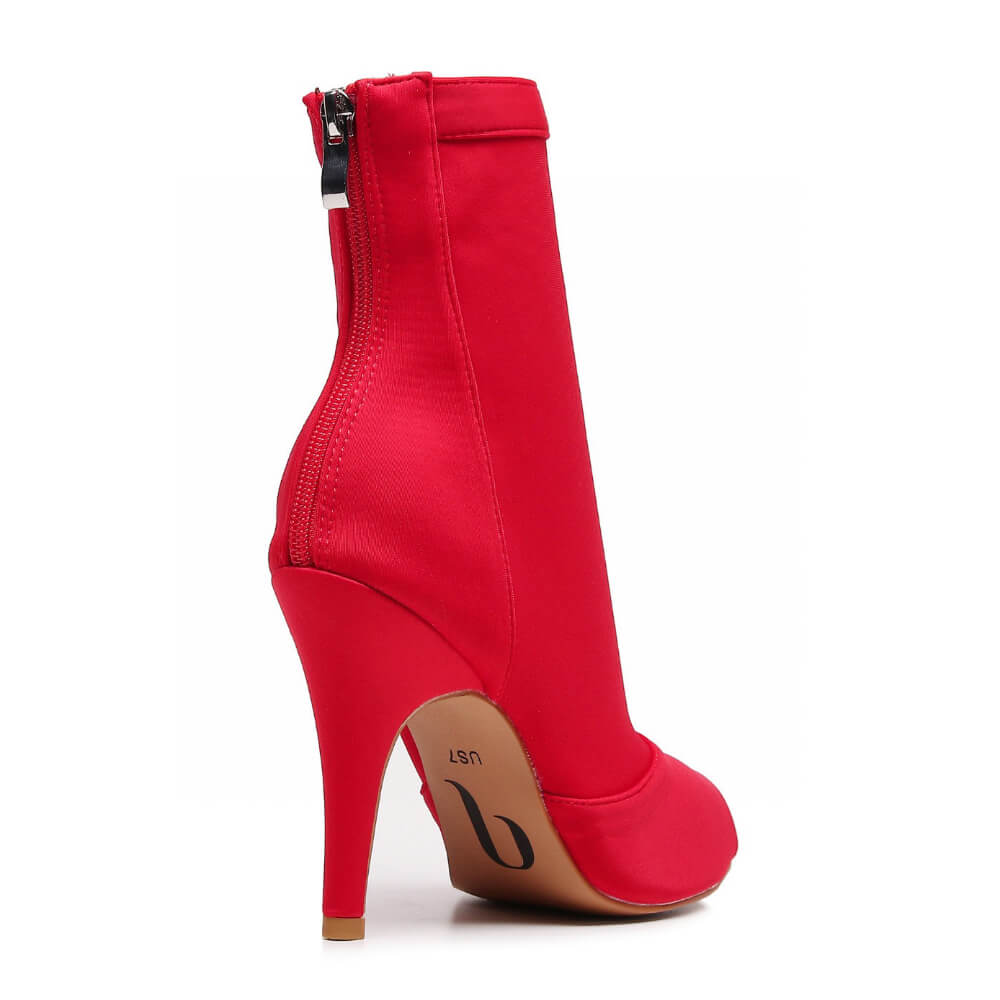 Shabina - Red Lycra - Suede Sole - Dance Floor Only